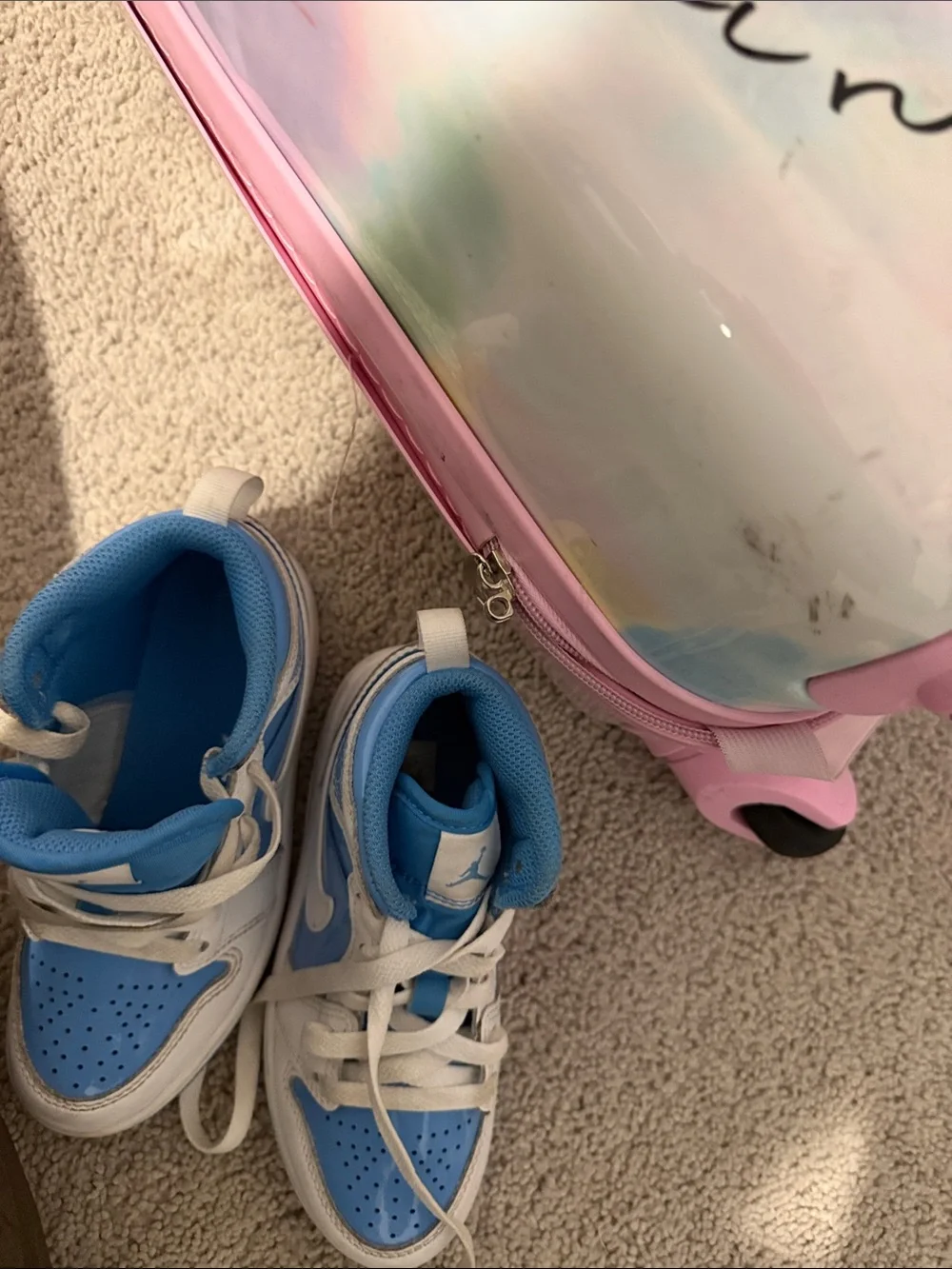 Jordan Kids White and Blue Low-Top Sneakers